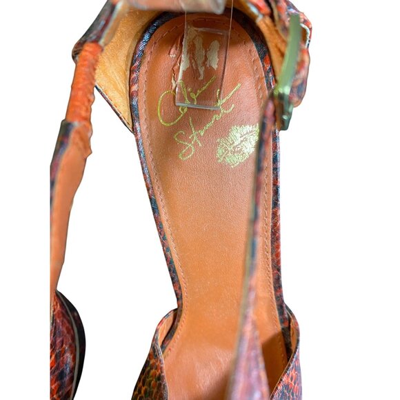 Vtg Sexy Red Snakeskin Peep Toe Platform Stiletto Heels Size 8.5 Stripper Club - Picture 3 of 7